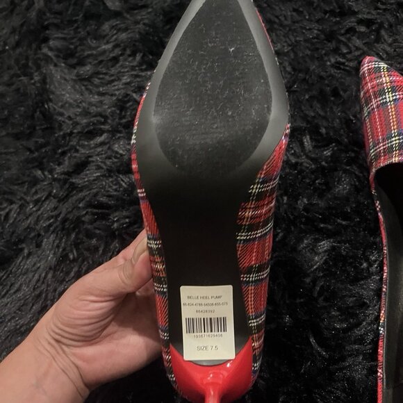 New York & Company Red Plaid Heels - Picture 5 of 9